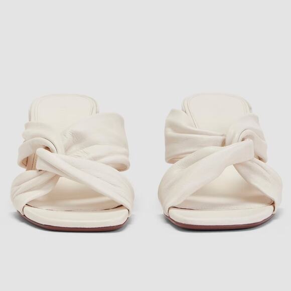 Everlane The Day Twist Heel White Nappa Leather Sandals Size 9 NWOB Block Heel - Picture 3 of 9